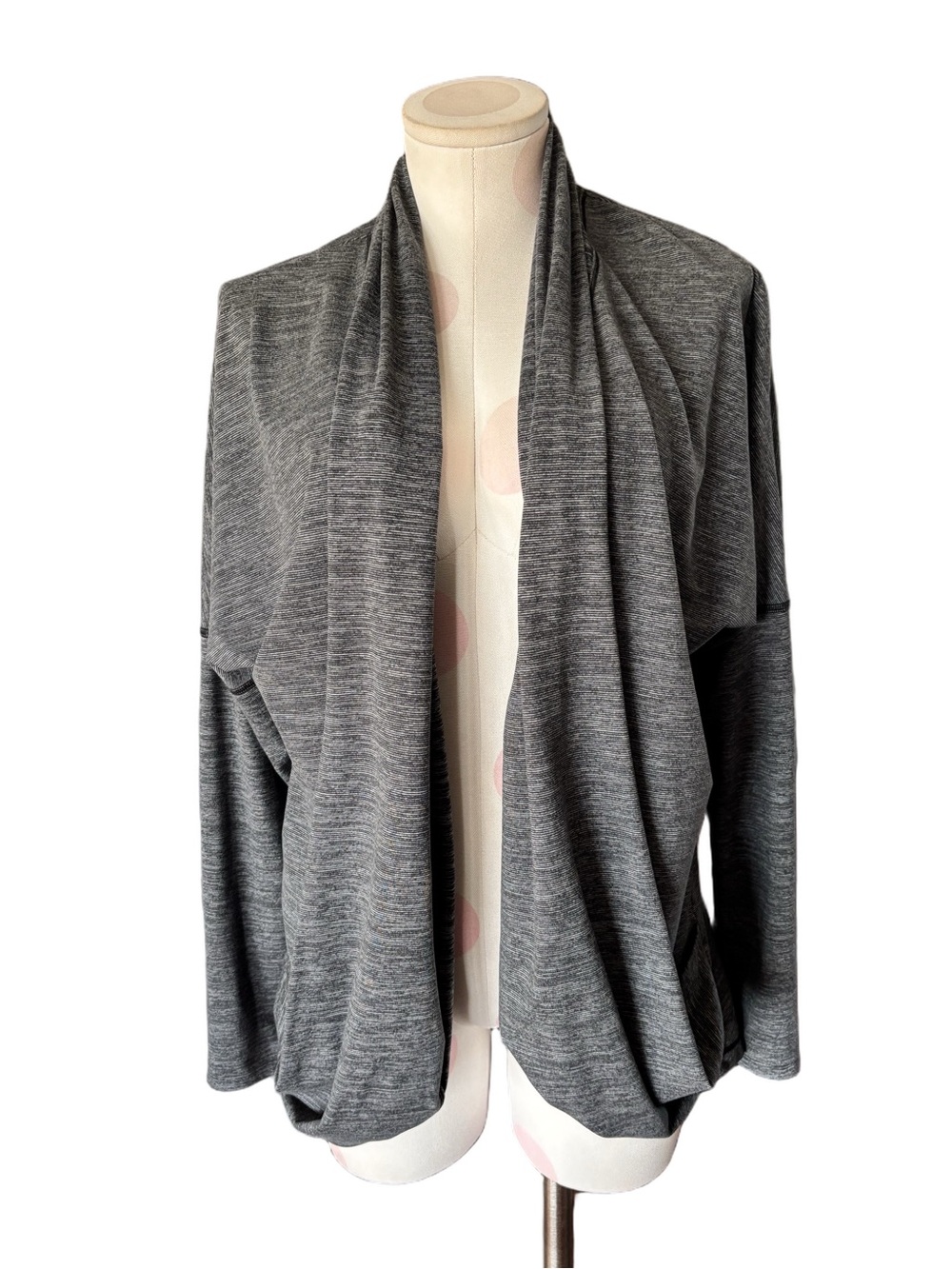 Lucy Open Front Drape Cardigan Wrap Jacket Gray Heather Large Soft -large